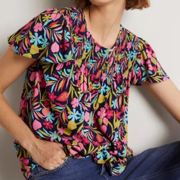 New‎ Layla Printed Smocked Top - Picture 1 of 9